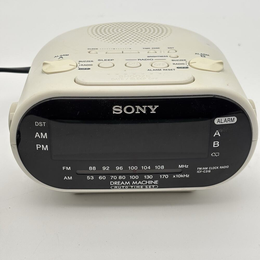 Sony Dream Machine AM/FM Dual Alarm Clock Radio White # ICF-C318 Tested - Works